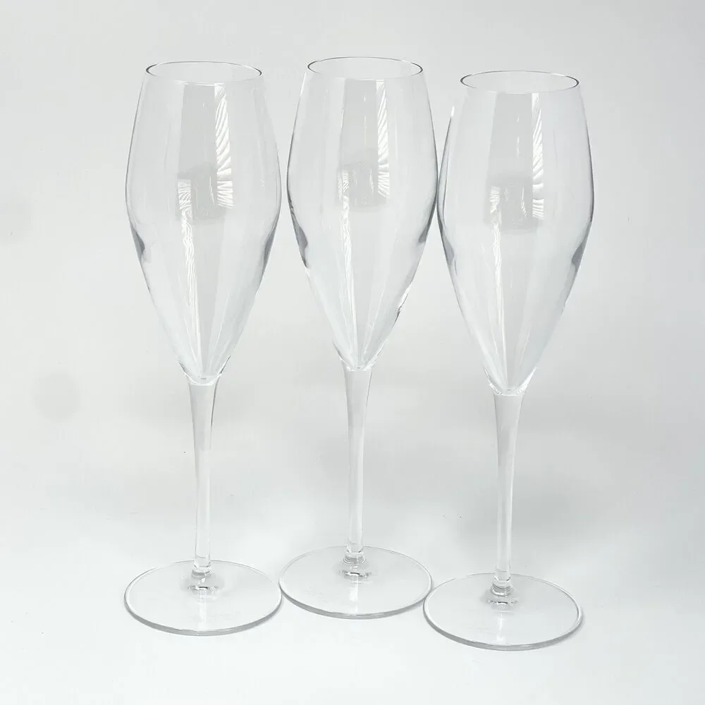 Luigi Bormioli Magnifico 10” Champagne Flutes Glasses 10.75oz Set Of 3 Signed